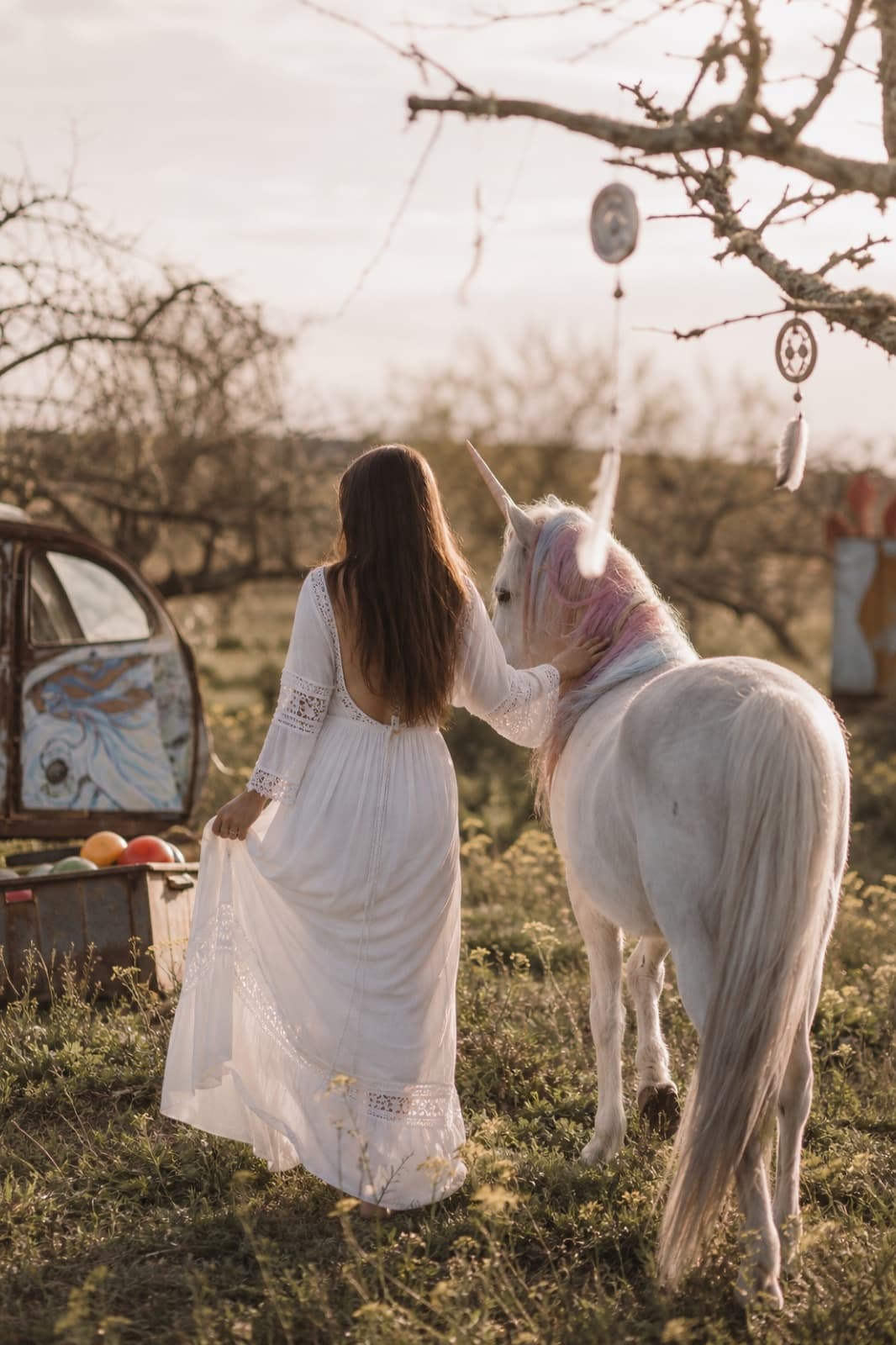 Woman in white with unicorn, entrepreneurship from mission